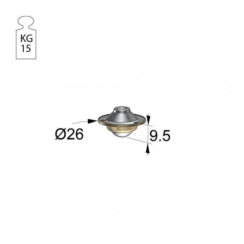 BALL BEARING SWIVEL CASTER WHEEL D.26 / 15Kg BALL BEARING SWIVEL CASTER WHEELS / 15-30 Kg
